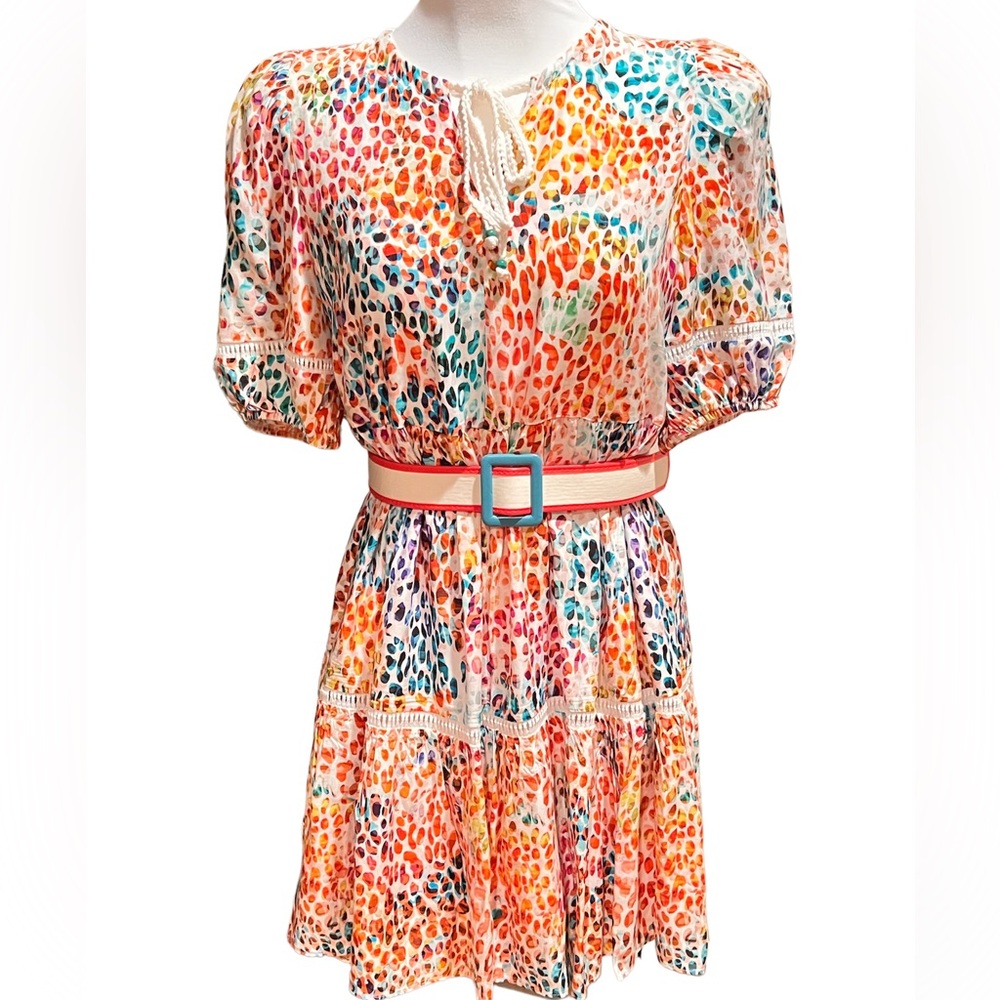 🆕Colorful spring/summer dress w belt - EU sizes 36, 40, 42 ~ US sizes 6, 10, 12